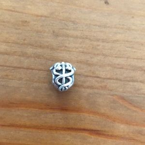 Medical Caduceus Sign Pandora Charm with Gold